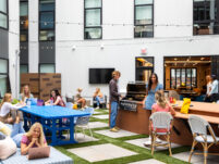 Residents enjoying the courtyard